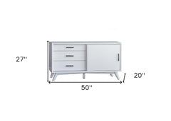 50" White Solid Wood Cabinet Enclosed Storage TV Stand - Homeroots