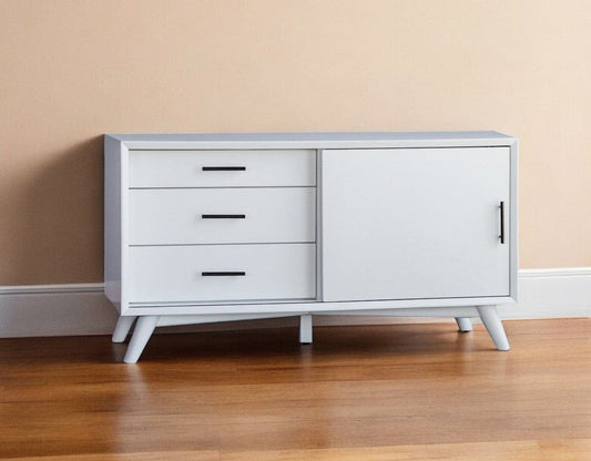 50" White Solid Wood Cabinet Enclosed Storage TV Stand - Homeroots