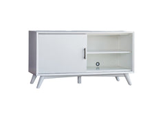 50" White Solid Wood Cabinet Enclosed Storage TV Stand - Homeroots