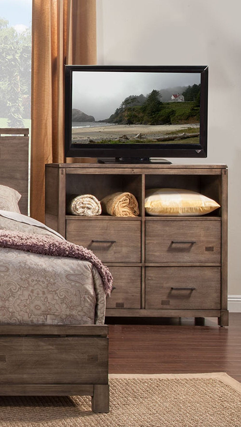 42" Brown Solid Wood Open Shelving TV Stand - Homeroots - Flyclothing LLC