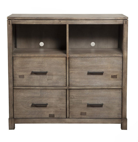 42" Brown Solid Wood Open Shelving TV Stand - Homeroots