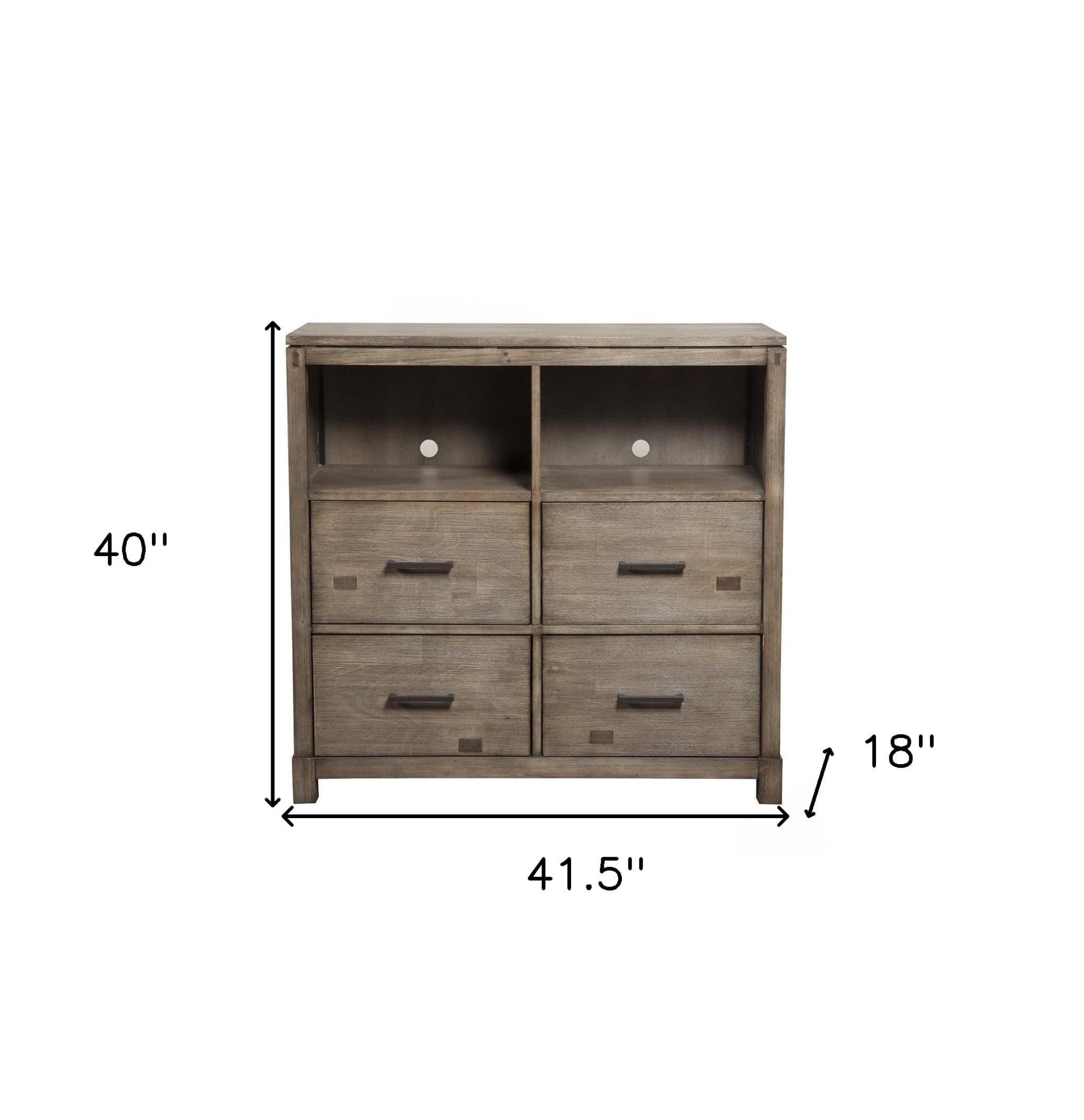 42" Brown Solid Wood Open Shelving TV Stand - Homeroots