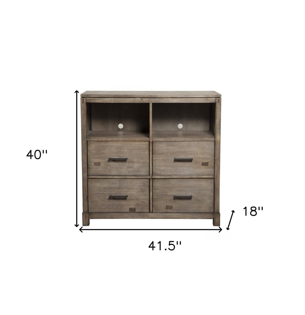 42" Brown Solid Wood Open Shelving TV Stand - Homeroots - Flyclothing LLC