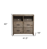 42" Brown Solid Wood Open Shelving TV Stand - Homeroots