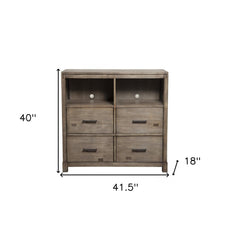 42" Brown Solid Wood Open Shelving TV Stand - Homeroots