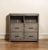 42" Brown Solid Wood Open Shelving TV Stand - Homeroots - Flyclothing LLC