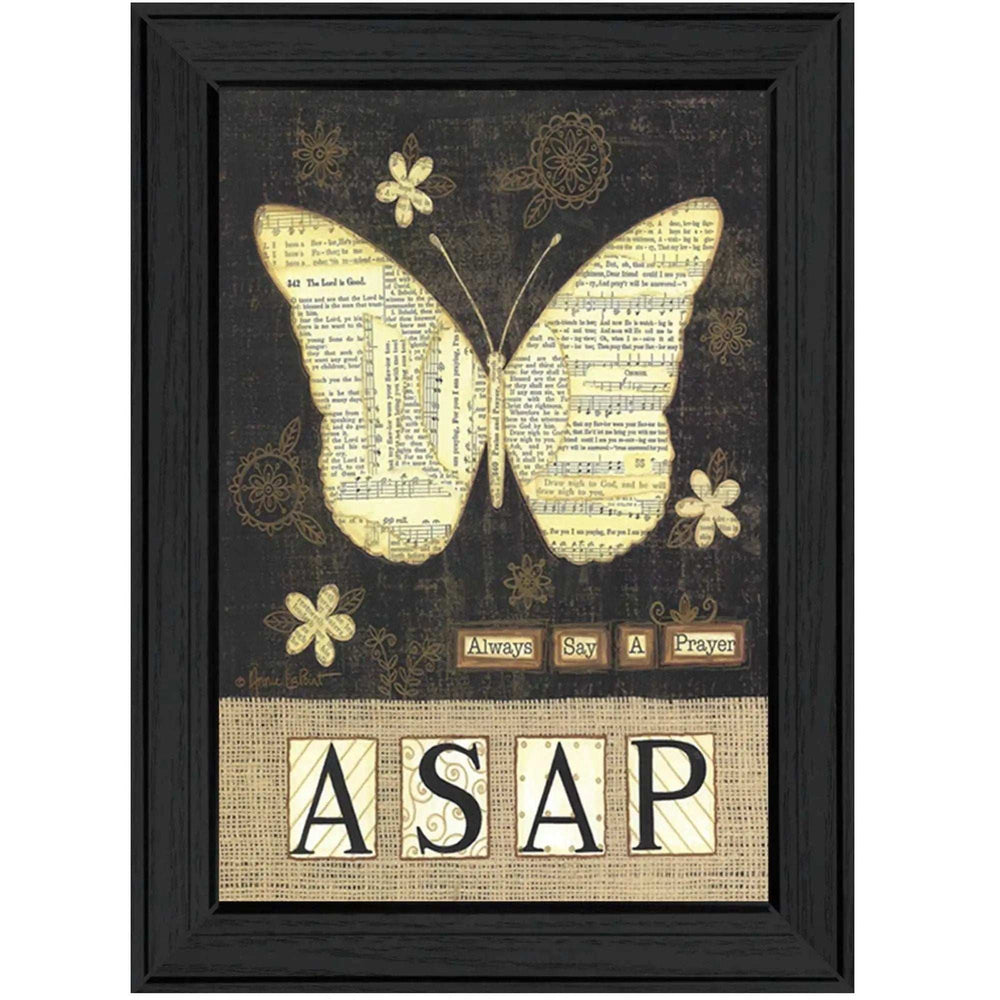 Always Say A Prayer Butterfly Black Print Wall Art - Homeroots - Flyclothing LLC