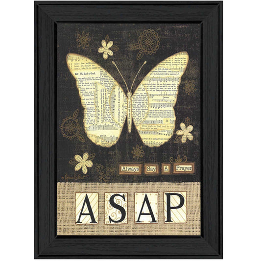 Always Say A Prayer Butterfly Black Print Wall Art - Homeroots