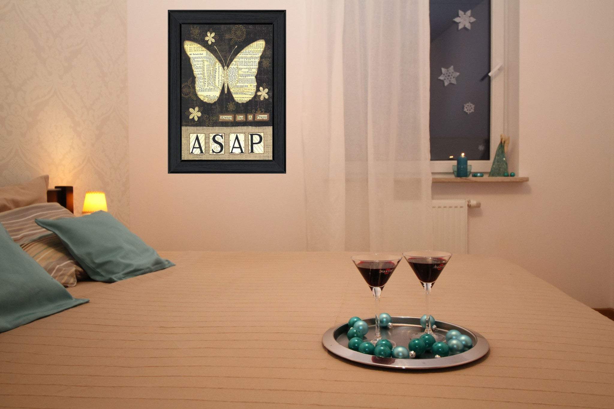 Always Say A Prayer Butterfly Black Print Wall Art - Homeroots - Flyclothing LLC