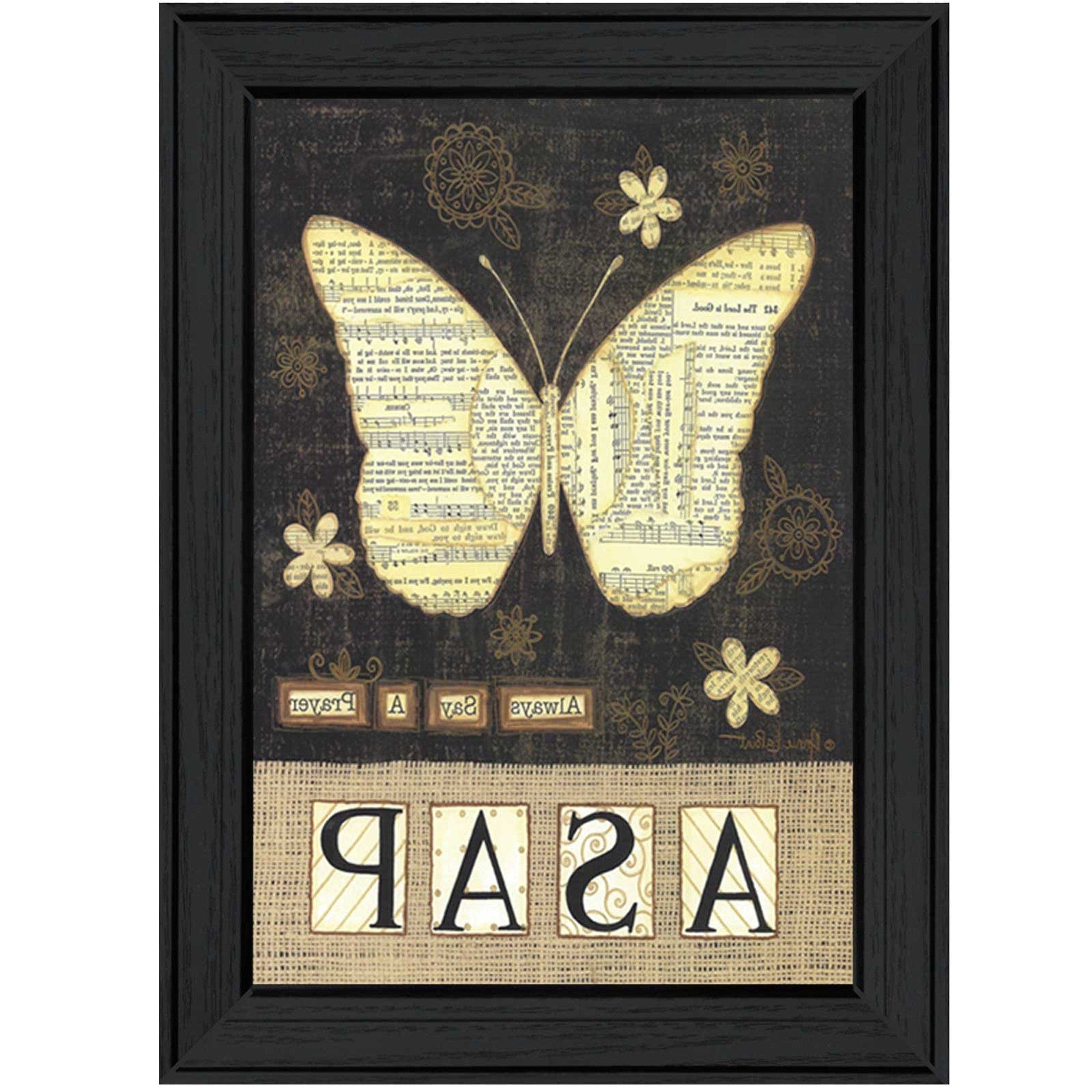 Always Say A Prayer Butterfly Black Print Wall Art - Homeroots