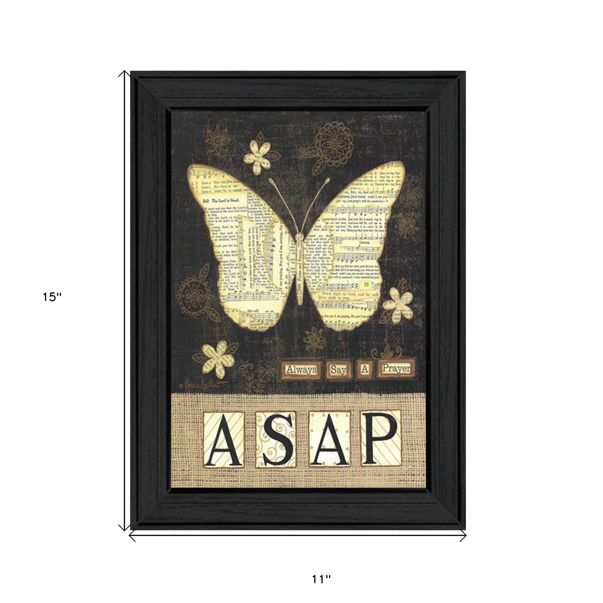 Always Say A Prayer Butterfly Black Print Wall Art - Homeroots