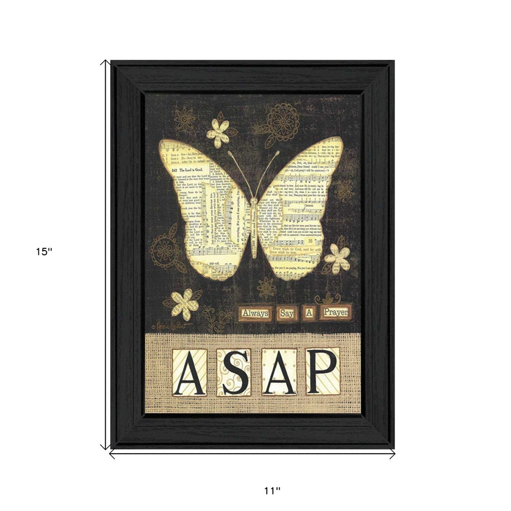 Always Say A Prayer Butterfly Black Print Wall Art - Homeroots - Flyclothing LLC