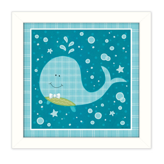 Beetle and Bob Baby Whale White Framed Print Wall Art - Homeroots