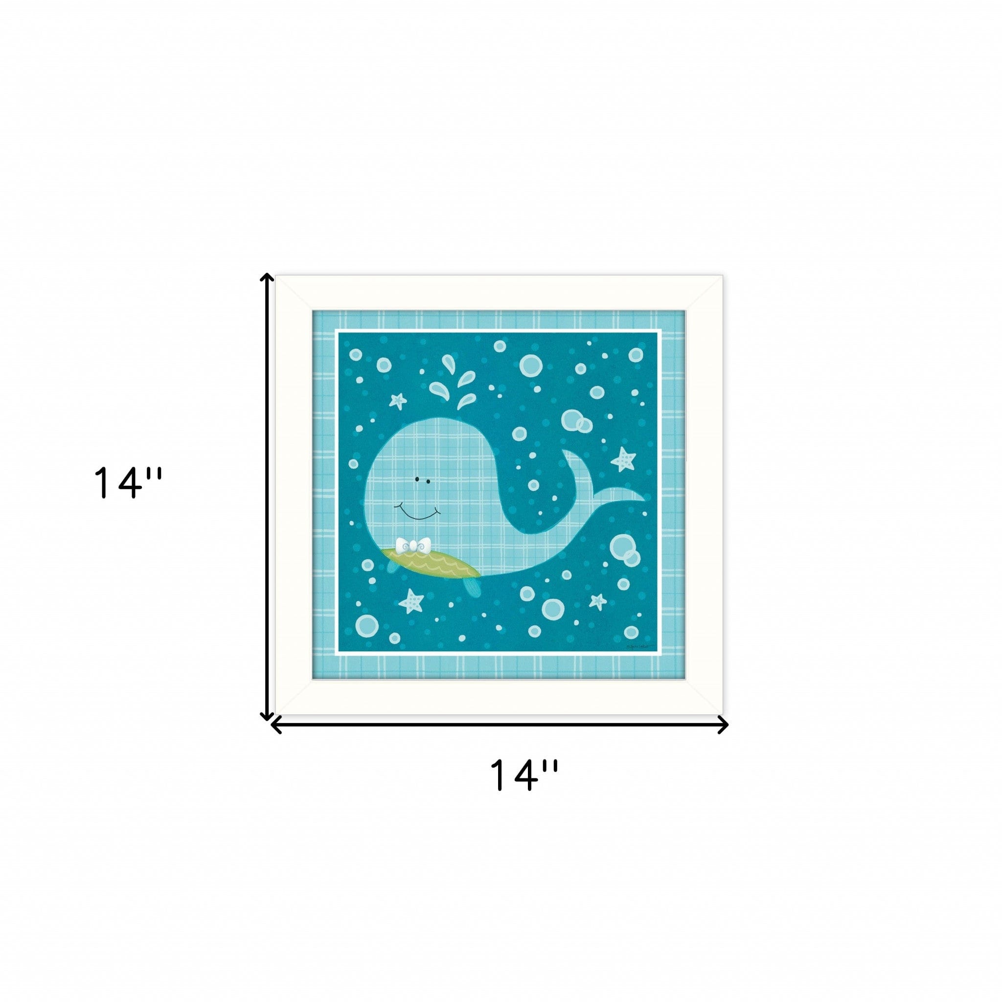 Beetle and Bob Baby Whale White Framed Print Wall Art - Homeroots