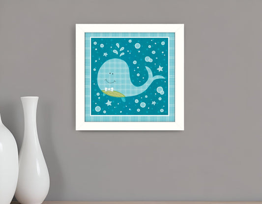 Beetle and Bob Baby Whale White Framed Print Wall Art - Homeroots