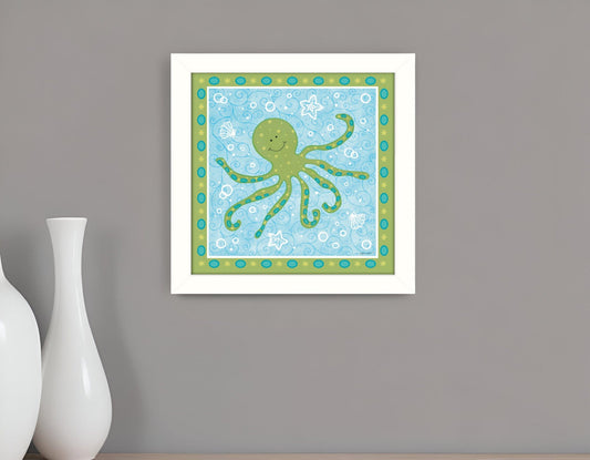 Beetle and Bob Baby Squid White Framed Print Wall Art - Homeroots
