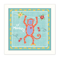 Beetle and Bob Baby Monkey White Framed Print Wall Art - Homeroots