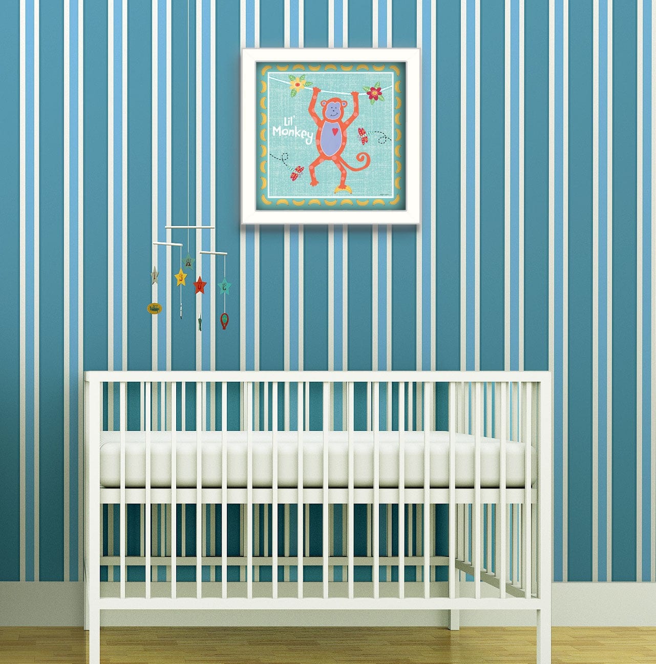 Beetle and Bob Baby Monkey White Framed Print Wall Art - Homeroots