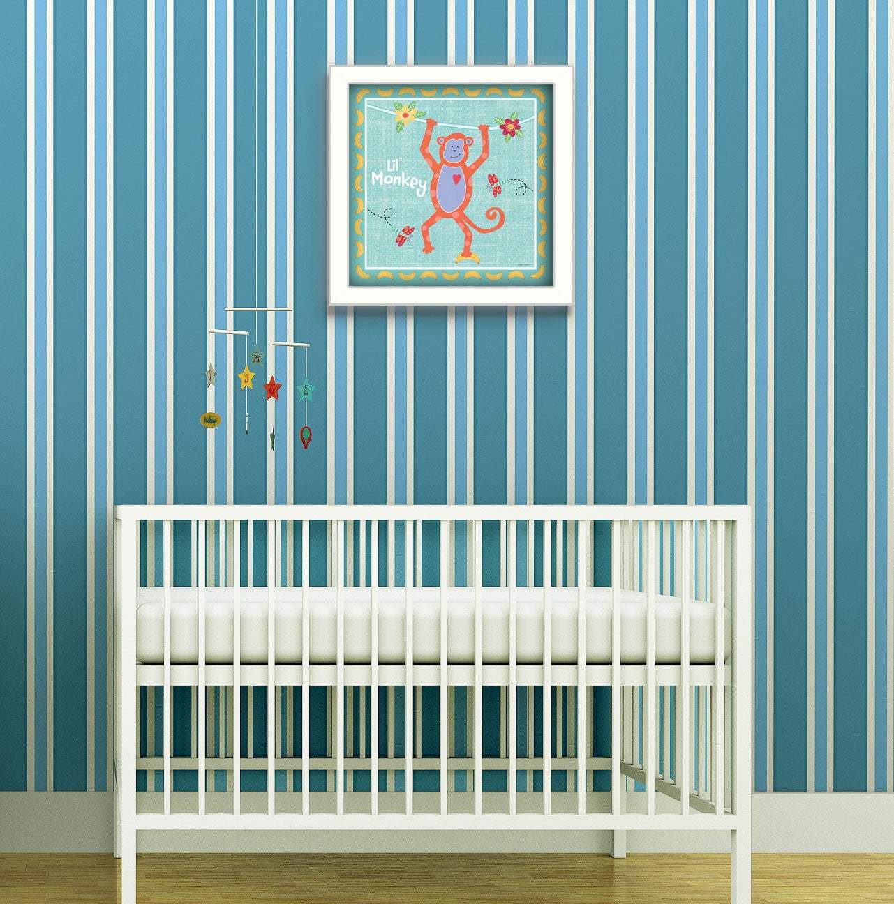 Beetle and Bob Baby Monkey White Framed Print Wall Art - Homeroots - Flyclothing LLC