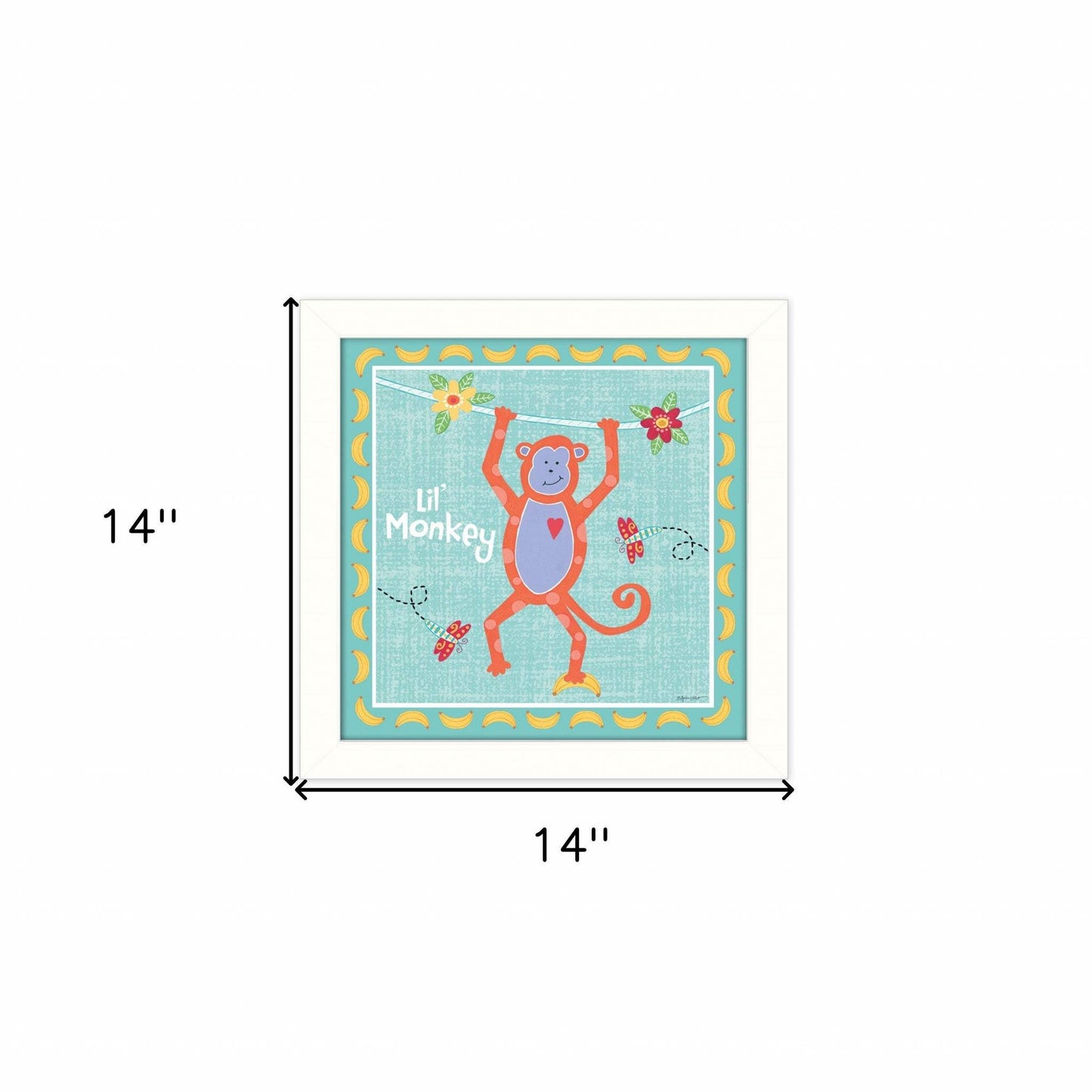 Beetle and Bob Baby Monkey White Framed Print Wall Art - Homeroots - Flyclothing LLC