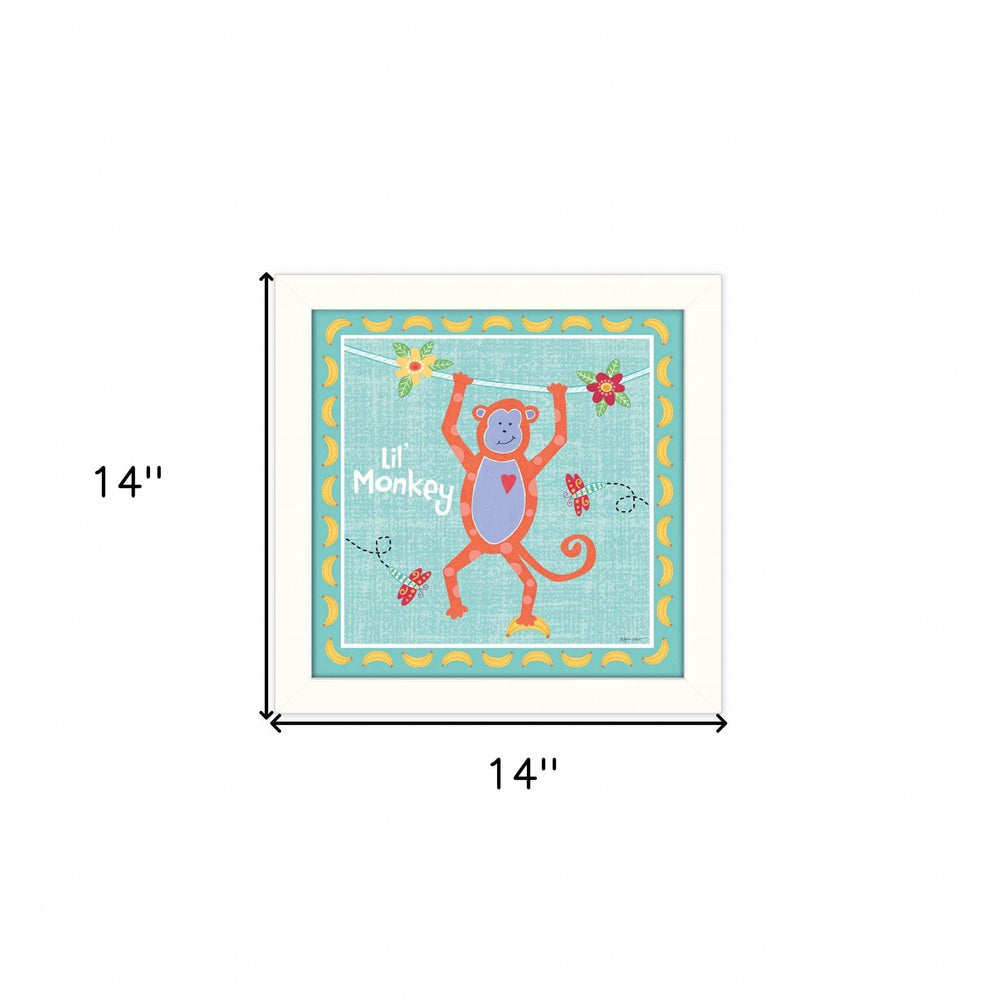 Beetle and Bob Baby Monkey White Framed Print Wall Art - Homeroots - Flyclothing LLC