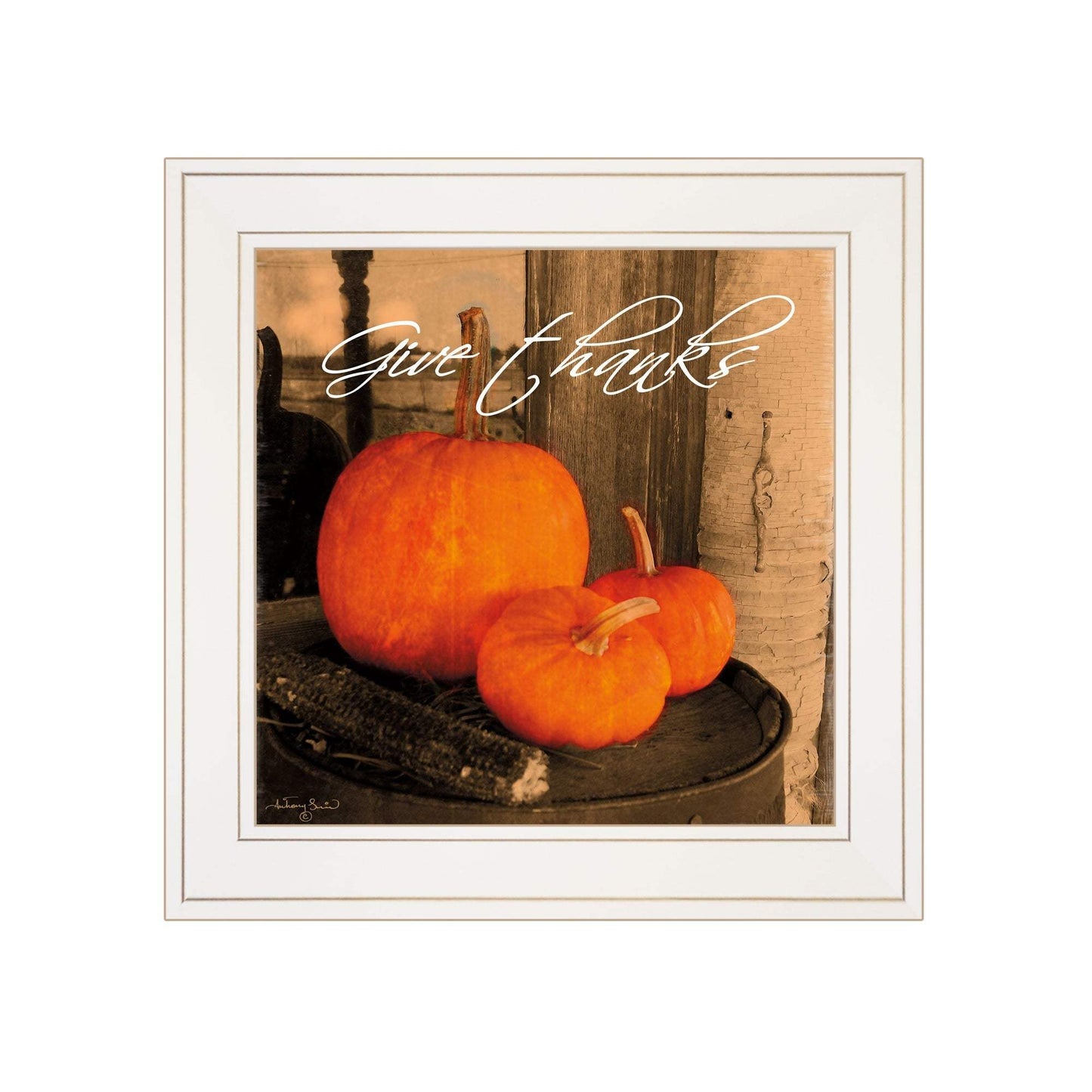 Give Thanks 1 White Framed Print Wall Art - Homeroots - Flyclothing LLC