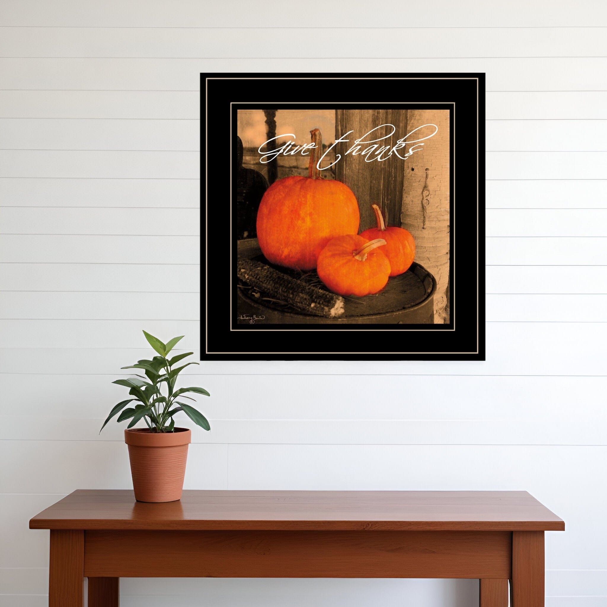 Give Thanks 2 Black Framed Print Wall Art - Homeroots