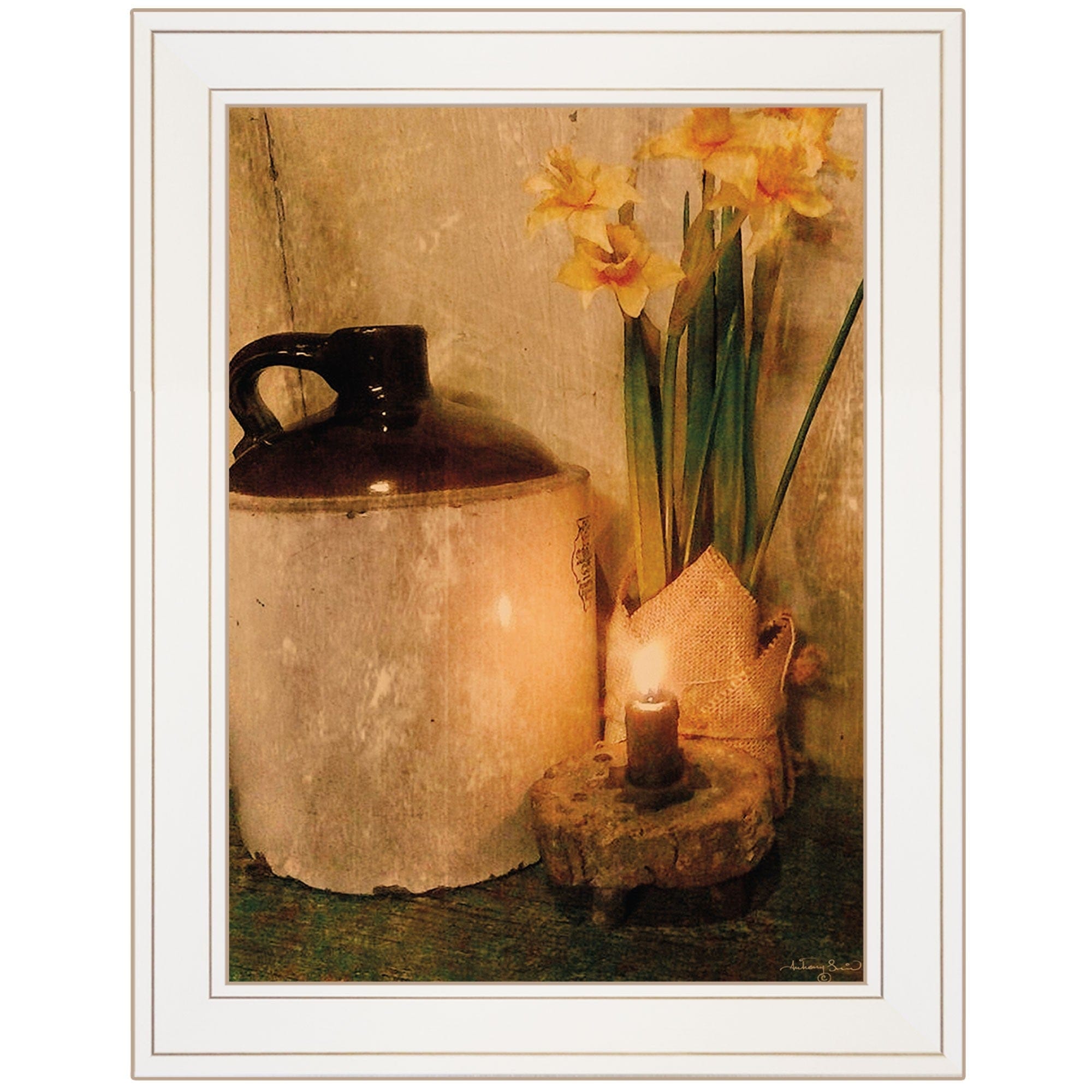 Daffodils 1 White Framed Print Wall Art - Homeroots