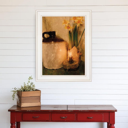 Daffodils 1 White Framed Print Wall Art - Homeroots