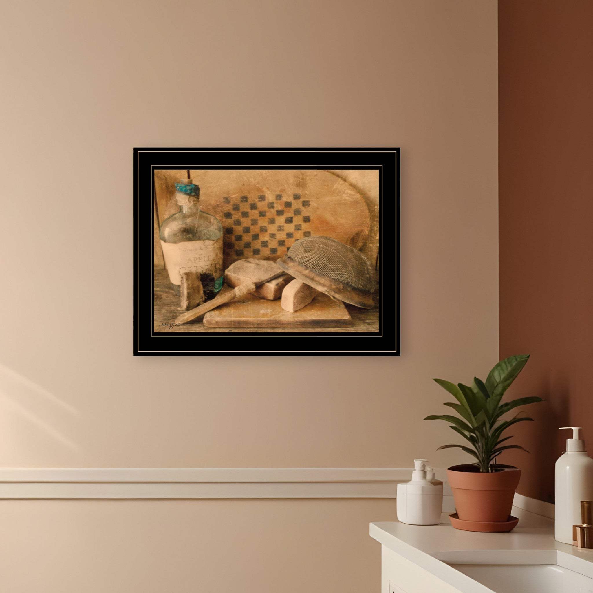Vintage Apple Cider 2 Black Framed Print Bathroom Wall Art - Homeroots - Flyclothing LLC