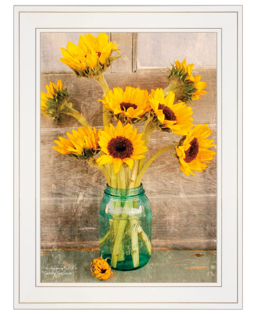 Country Sunflowers I 1 White Framed Print Wall Art - Homeroots