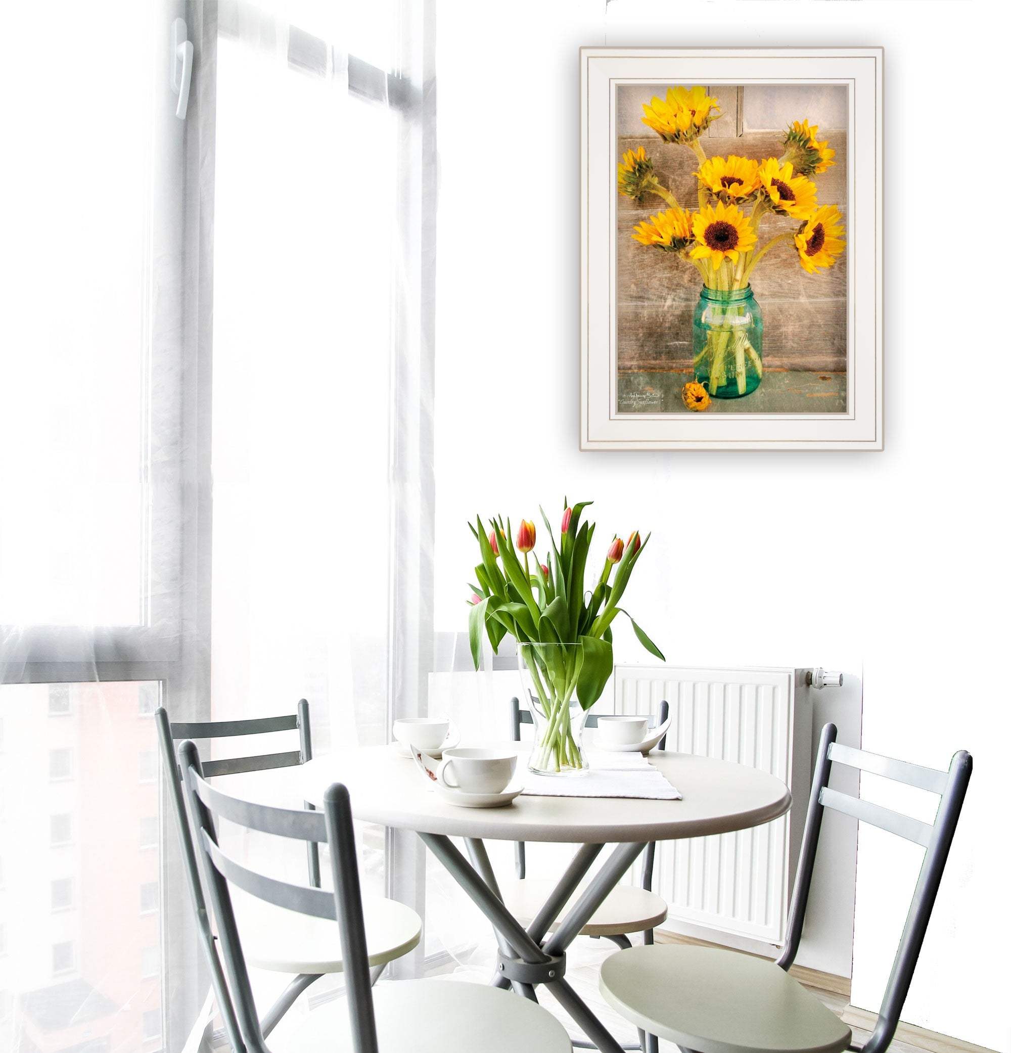 Country Sunflowers I 1 White Framed Print Wall Art - Homeroots - Flyclothing LLC