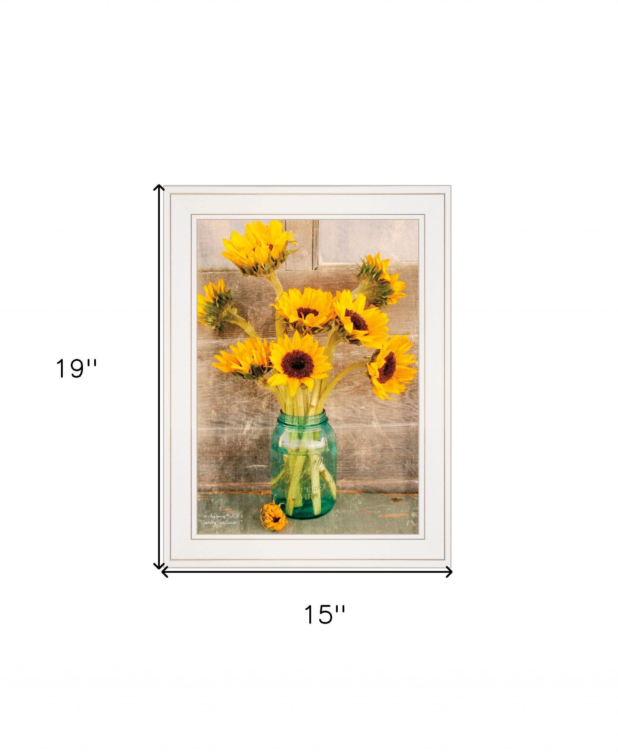 Country Sunflowers I 1 White Framed Print Wall Art - Homeroots
