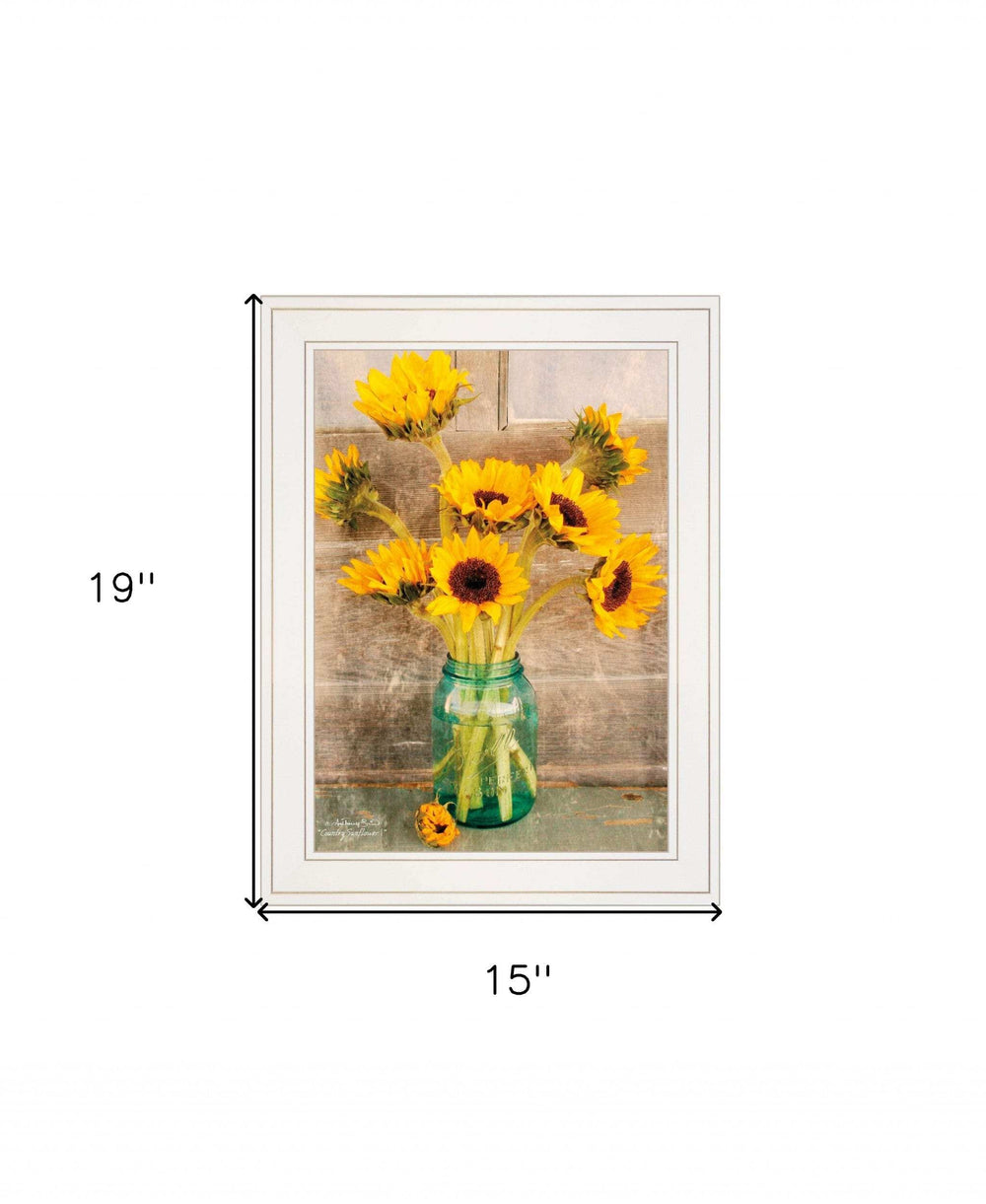Country Sunflowers I 1 White Framed Print Wall Art - Homeroots - Flyclothing LLC