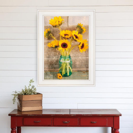 Country Sunflowers I 1 White Framed Print Wall Art - Homeroots