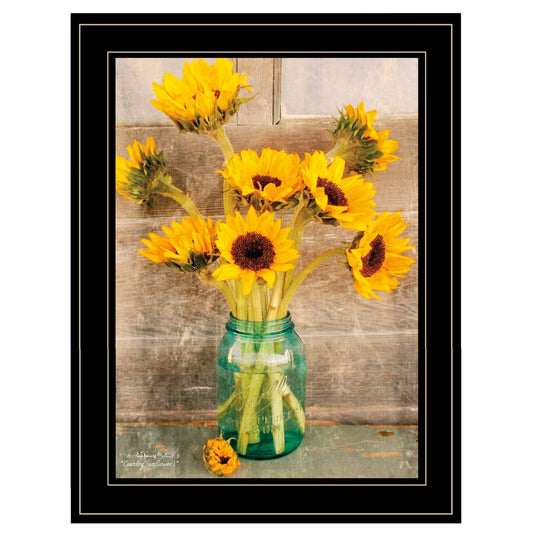 Country Sunflowers I 2 Black Framed Print Wall Art - Homeroots