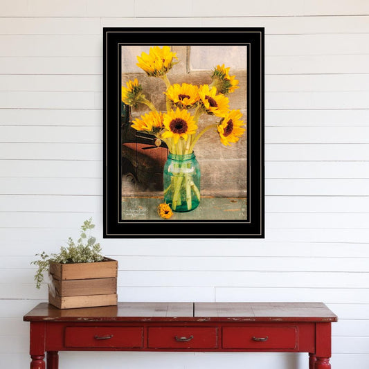 Country Sunflowers I 2 Black Framed Print Wall Art - Homeroots