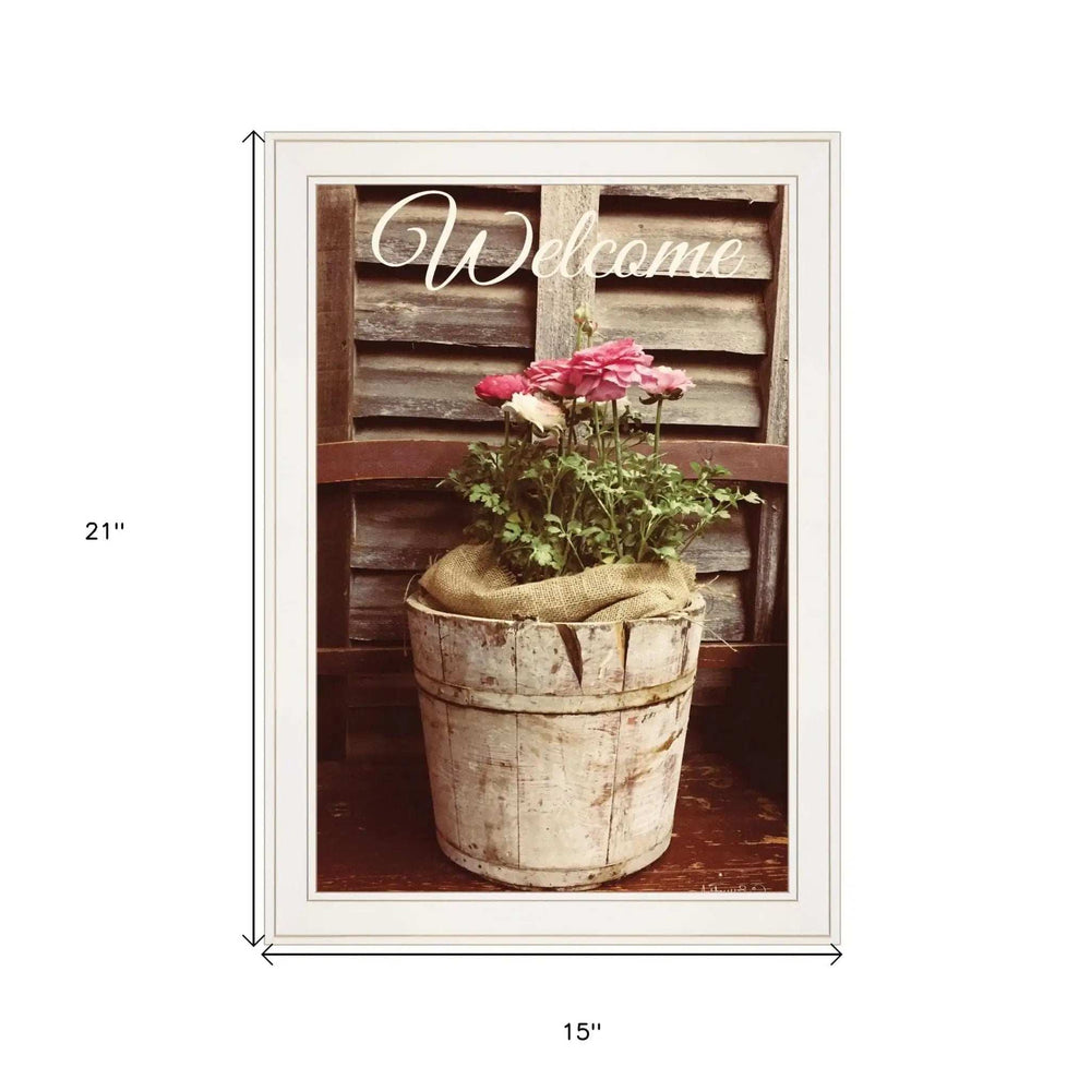 Welcome Roses 1 White Framed Print Wall Art - Homeroots - Flyclothing LLC