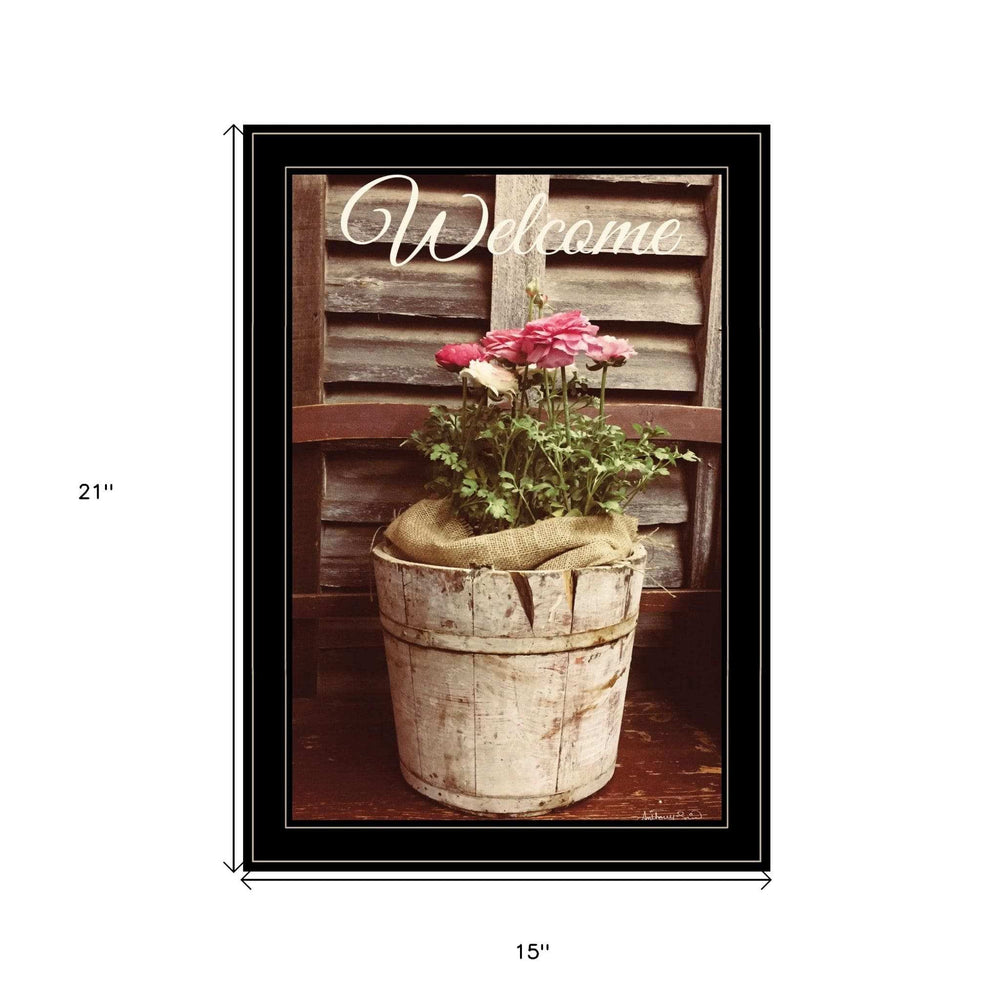 Welcome Roses 2 Black Framed Print Wall Art - Homeroots - Flyclothing LLC