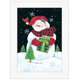 Plaid Stocking Hat Snowman White Framed Print Wall Art - Homeroots