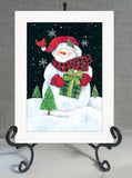 Plaid Stocking Hat Snowman White Framed Print Wall Art - Homeroots