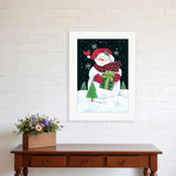Plaid Stocking Hat Snowman White Framed Print Wall Art - Homeroots