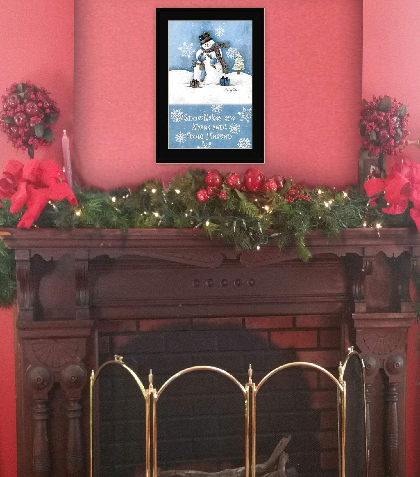 Trendy Snowman Black Framed Print Wall Art - Homeroots - Flyclothing LLC