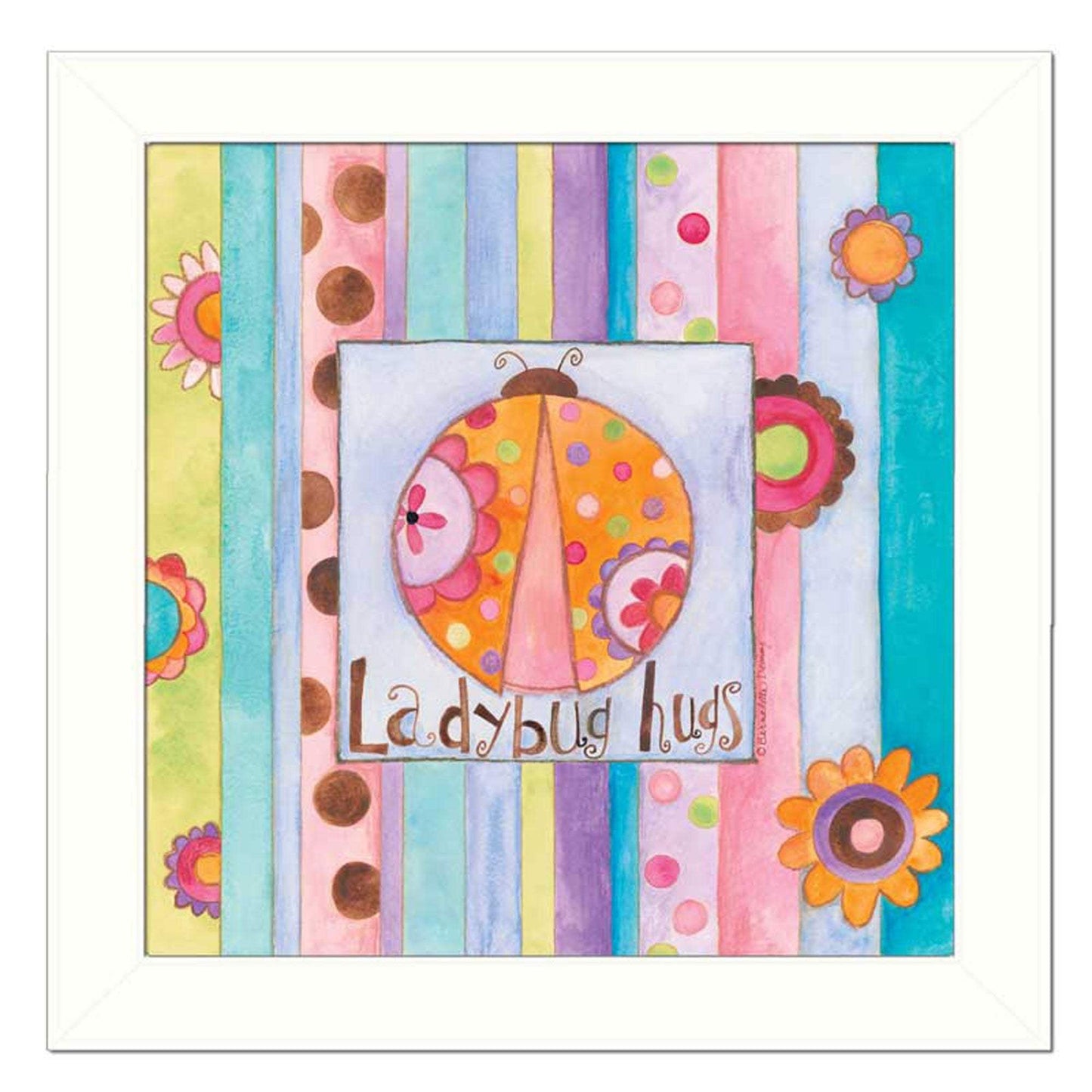 Ladybug Hugs White Framed Print Wall Art - Homeroots - Flyclothing LLC
