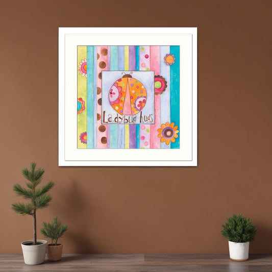 Ladybug Hugs White Framed Print Wall Art - Homeroots