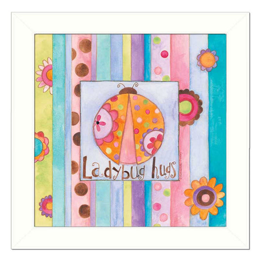 Ladybug Hugs White Framed Print Wall Art - Homeroots