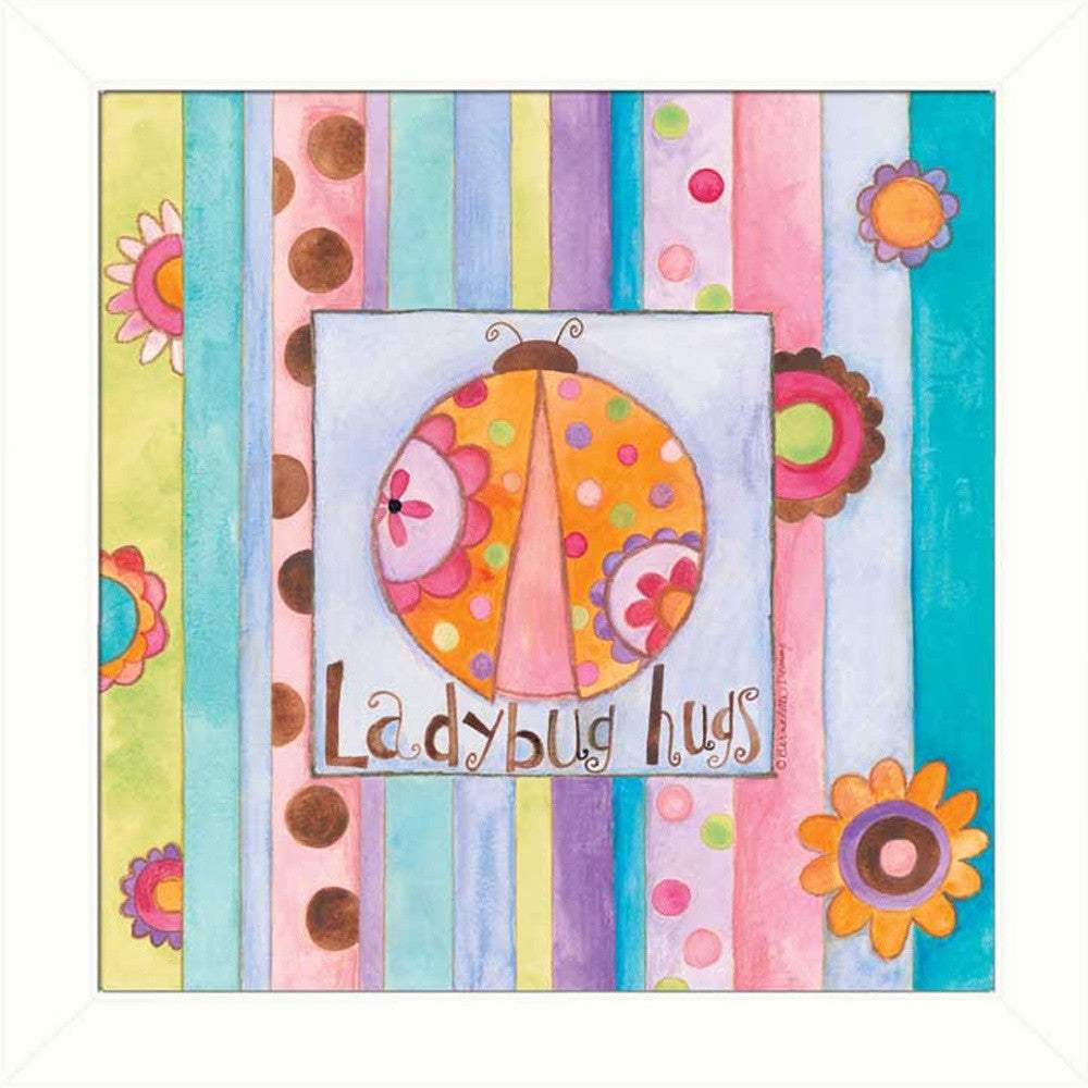 Ladybug Hugs White Framed Print Wall Art - Homeroots - Flyclothing LLC