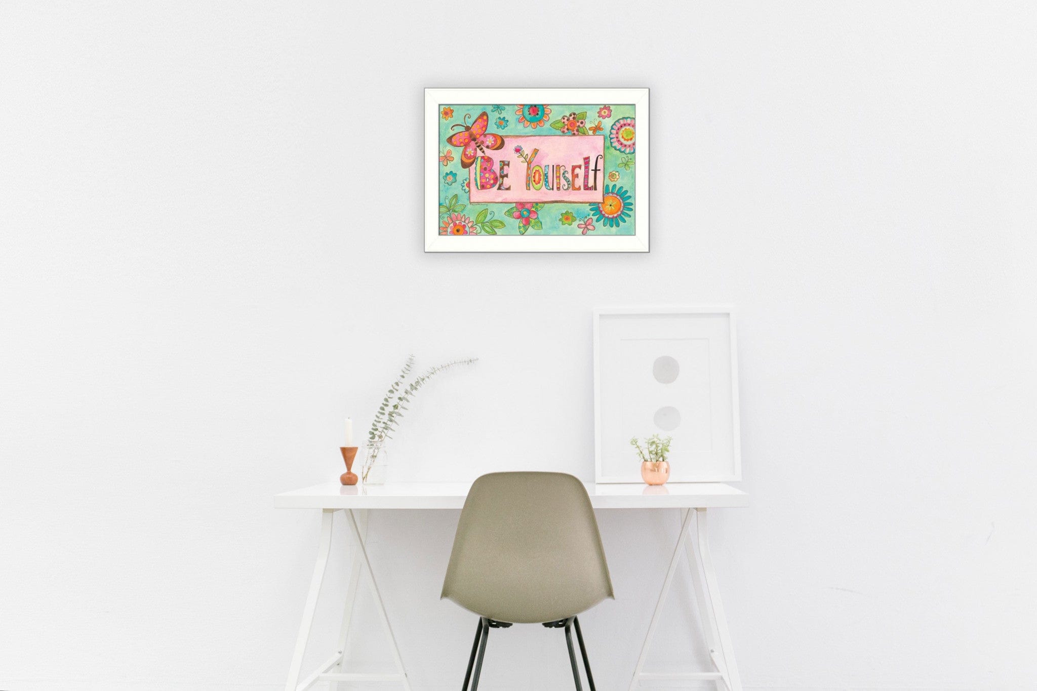 Be Yourself 2 White Framed Print Wall Art - Homeroots