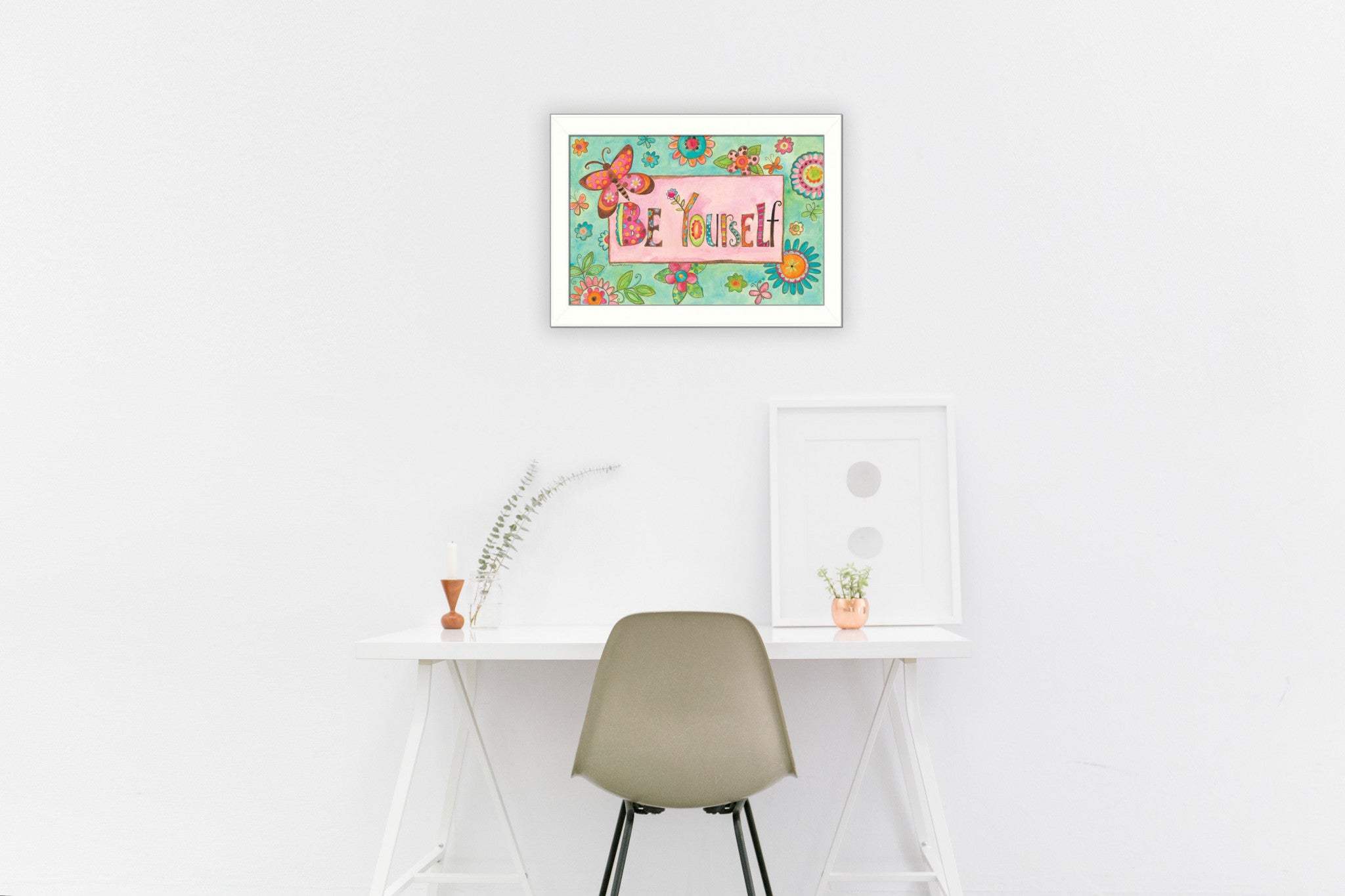 Be Yourself 2 White Framed Print Wall Art - Homeroots - Flyclothing LLC