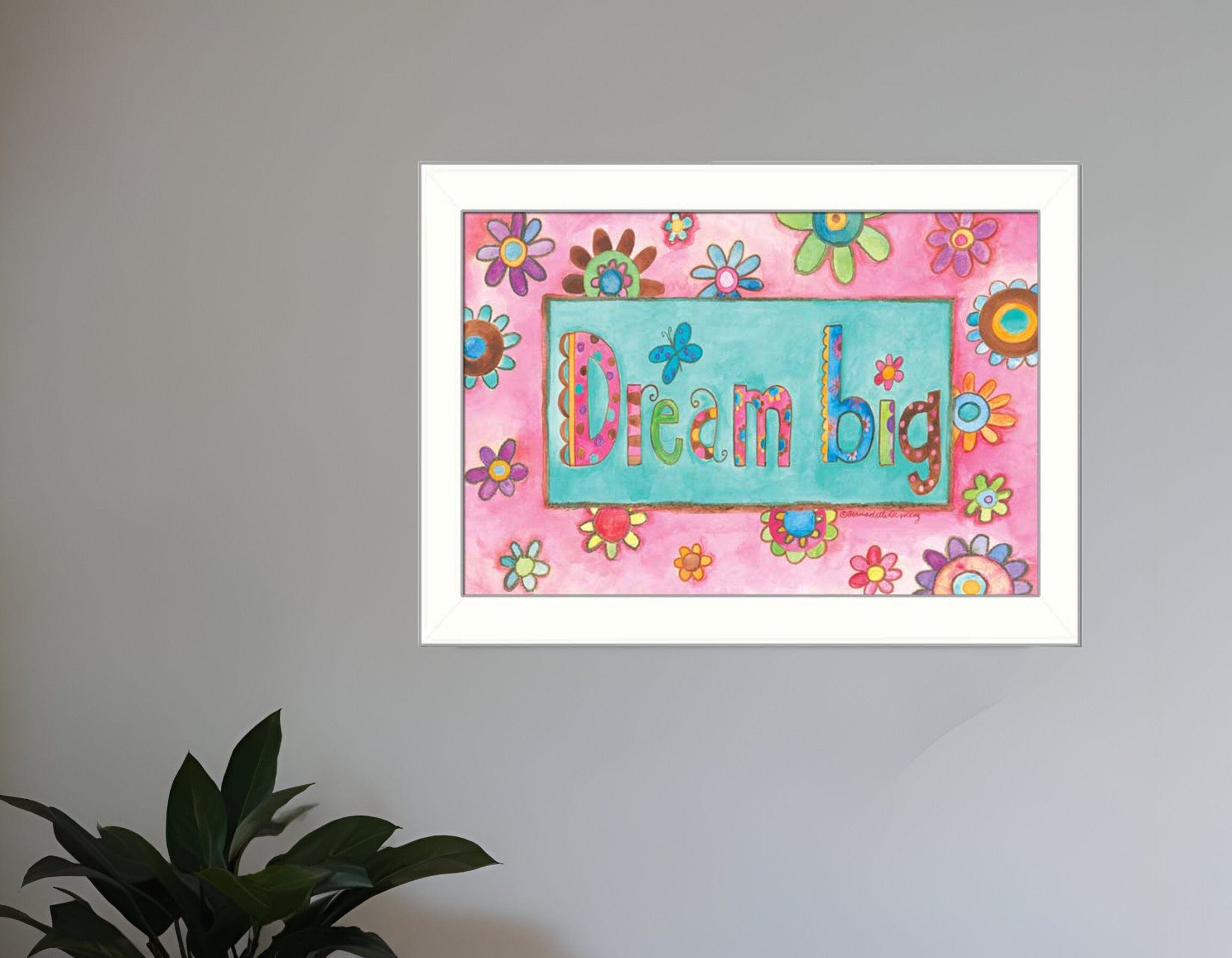 Dream Big Pink Motivational White Framed Print Wall Art - Homeroots